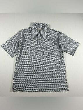 Vintage Munsingwear Black And White Geometric Polo Shirt (L, Fits - M) 80s